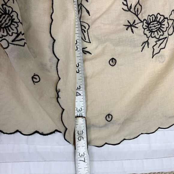 Hale Bob Embroidered Dress Floral S Beige Sleeveless Cotton Cottagecore Boho - Picture 6 of 9